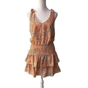LUSH Animal Print Smocked Mini Dress Size S